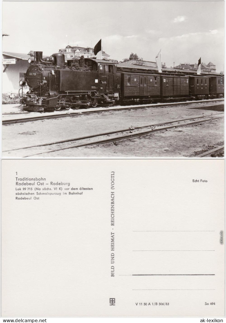 Radebeul  Traditionsbahn Radebeul Ost-Radeburg, Lok 99715 Im Bahnhof 1983 - Radebeul