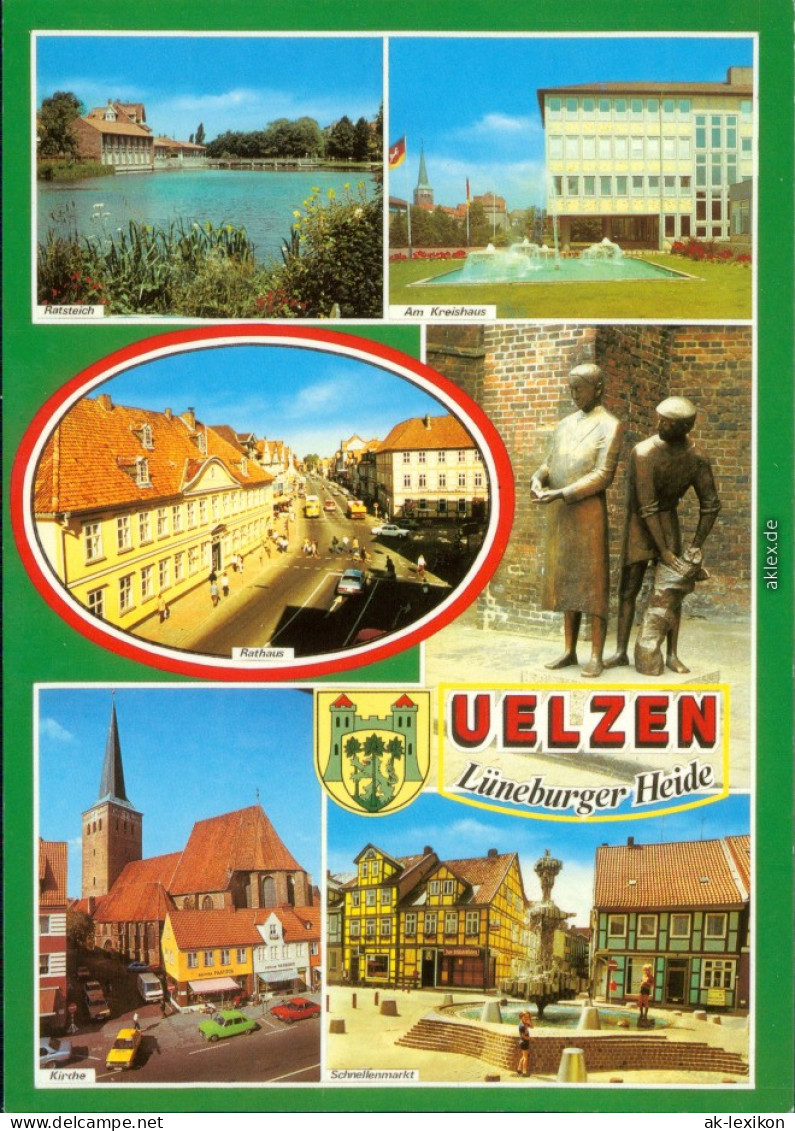 Ansichtskarte Uelzen Ratsteich, Kreishaus, Schnellenmarkt 1990 - Uelzen