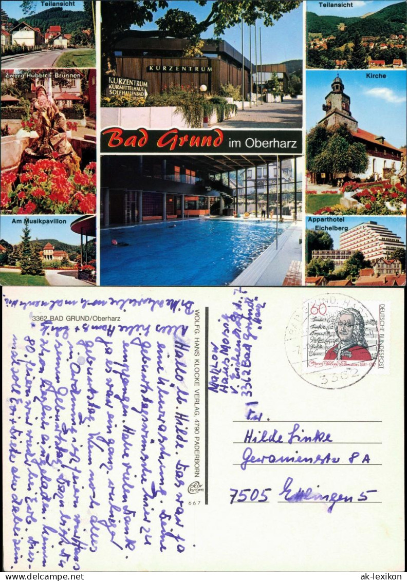 Ansichtskarte Bad Grund (Harz) Kurzentrum, Schwimmhalle, Apparthotel 1980 - Bad Grund