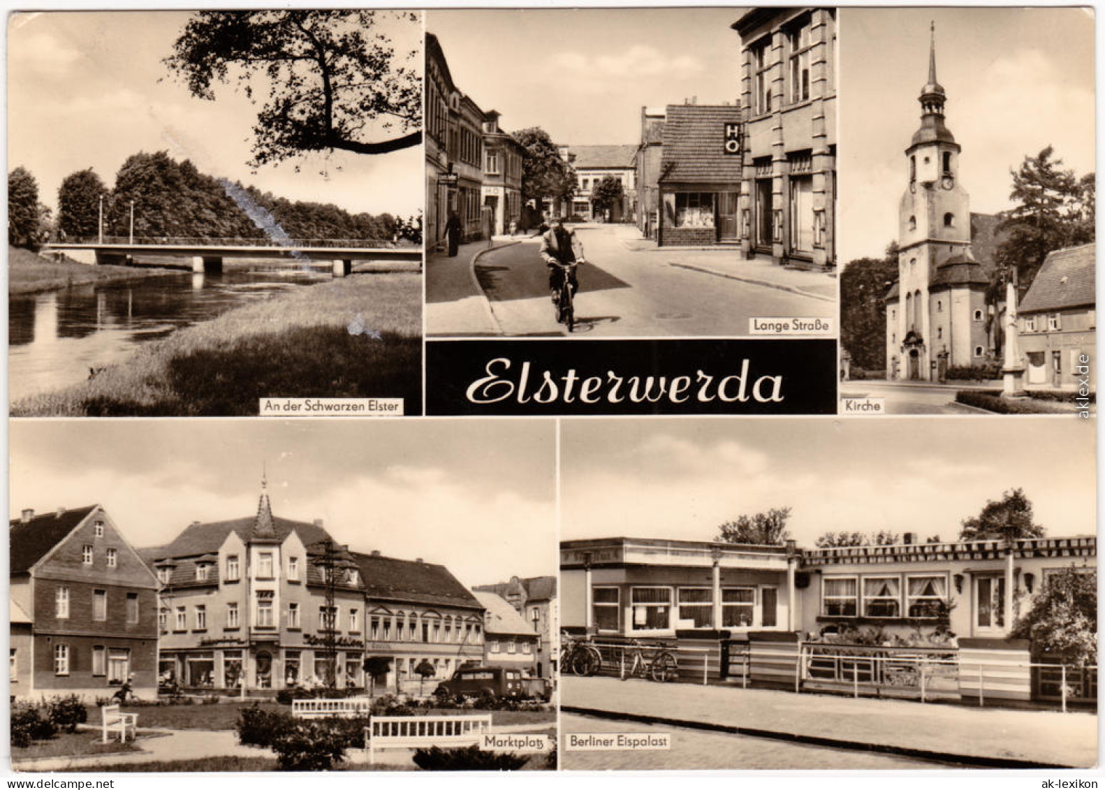 Elsterwerda  Schwarzen Elster, Lange Straße, Markt, Berliner Eispalast 1971 - Elsterwerda