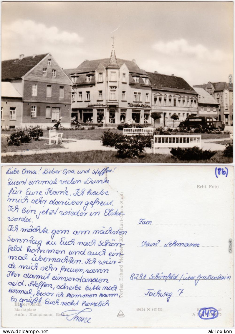 Elsterwerda Wikow Marktplatz  Foto Anichtskarte  1975 - Elsterwerda