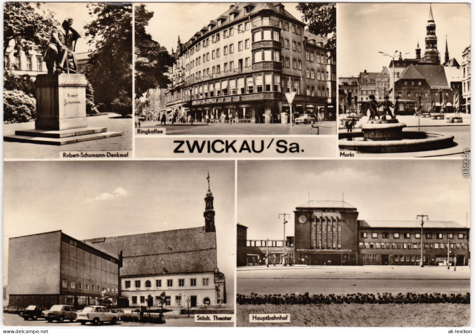 Zwickau Hauptbahnhof , Ringkaffee, Markt, Städt. Theater 1968 - Zwickau