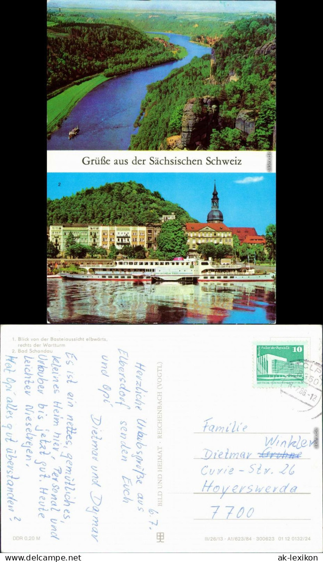 Bad Schandau Blick Von Der Basteiaussicht, Schaufelradschiff Wilhelm Pieck 1984 - Bad Schandau