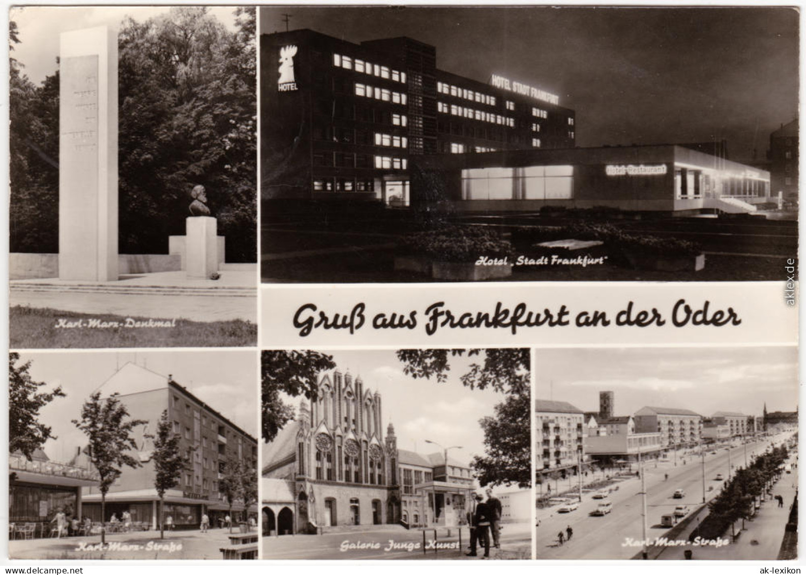 Frankfurt/Oder Karl-Marx-Denkmal, Hotel Stadt Frankfurt, Karl-Marx-Straße 1972 - Frankfurt A. D. Oder