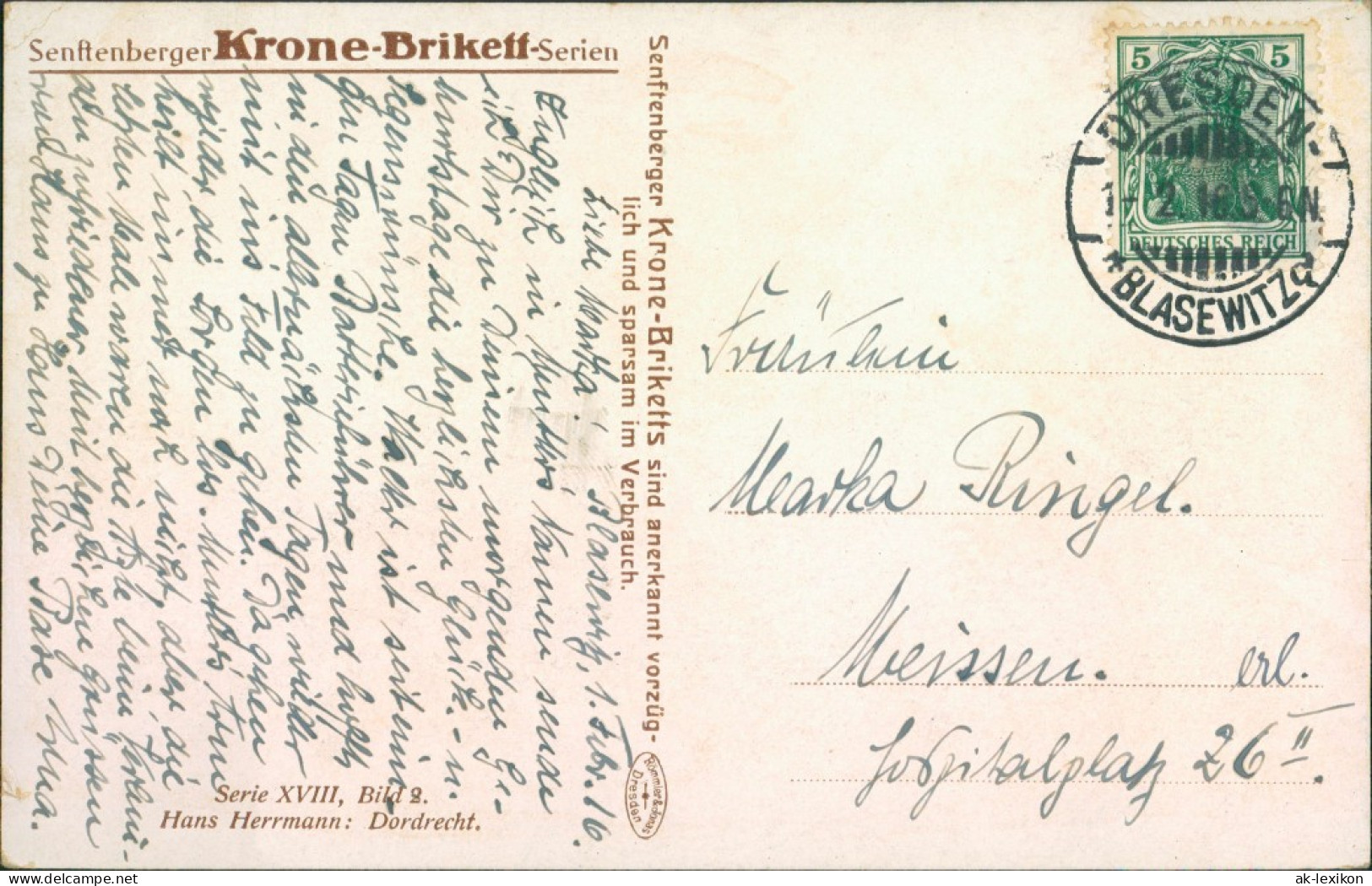 Postkaart Dordrecht Künstlerkarte Anleger Und Stadt 1916  - Altri & Non Classificati