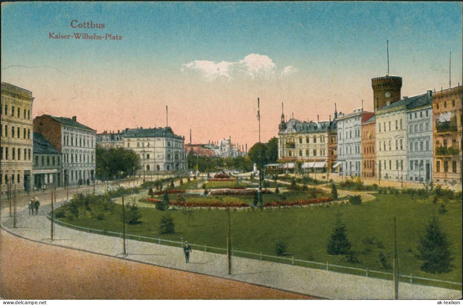 Ansichtskarte Cottbus Kaiser-Wilhelm-Platz 1914  - Cottbus