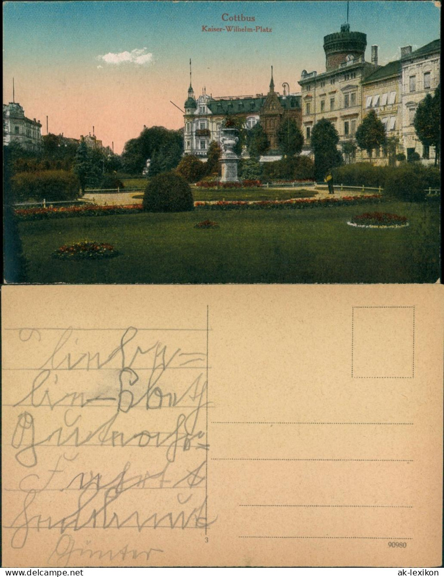 Ansichtskarte Cottbus Kaiser-Wilhelm-Platz, Park 1914  - Cottbus