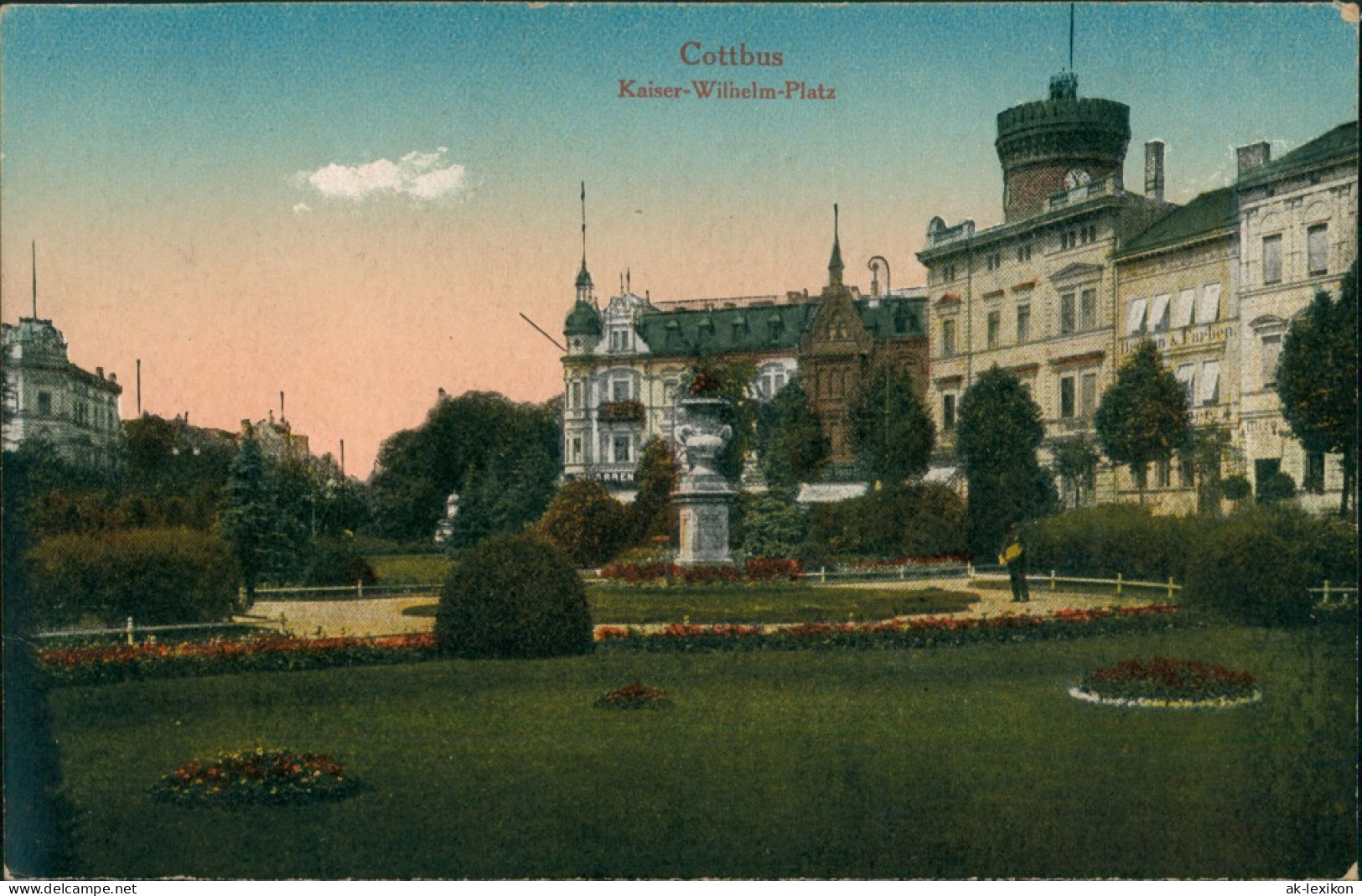 Ansichtskarte Cottbus Kaiser-Wilhelm-Platz, Park 1914  - Cottbus
