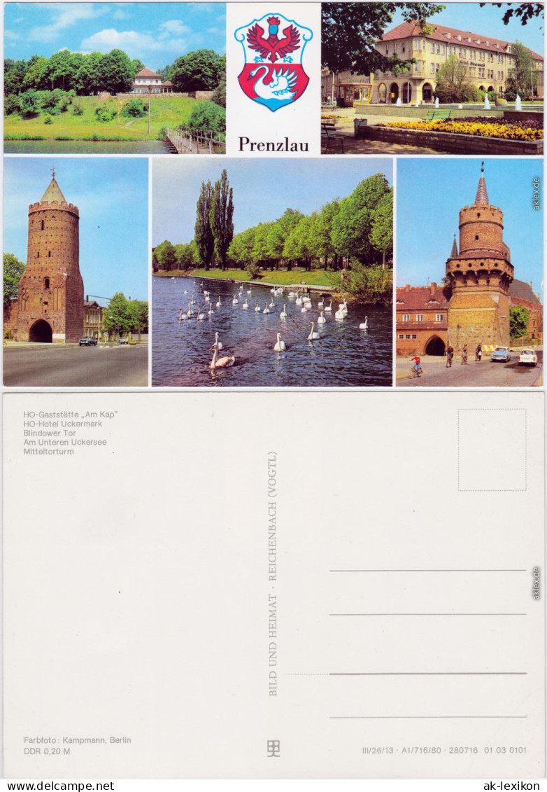 Prenzlau HO-Gaststätte, HO-Hotel, Blindower Tor, Uckersee, Mitteltorturm 1980 - Prenzlau