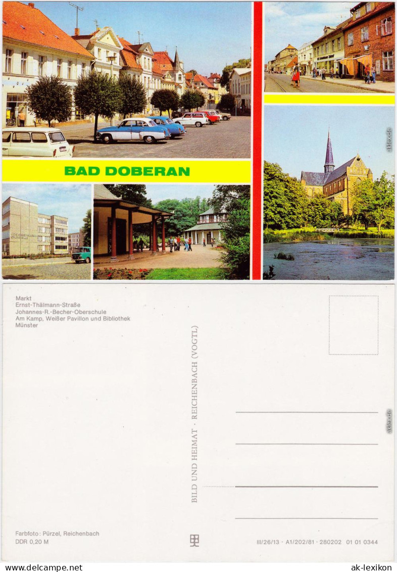 Bad Doberan Markt, Ernst-Thälmann-Straße, Johannes-R.-Becher-Oberschule, 1981 - Bad Doberan