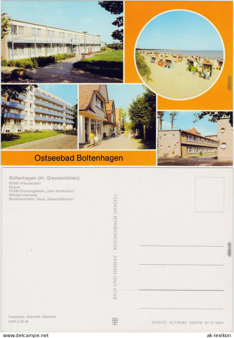 Boltenhagen FDGB-Urlauberdorf, Strand, FDGB-Erholungsheim "John Brinkmann 1983 - Boltenhagen