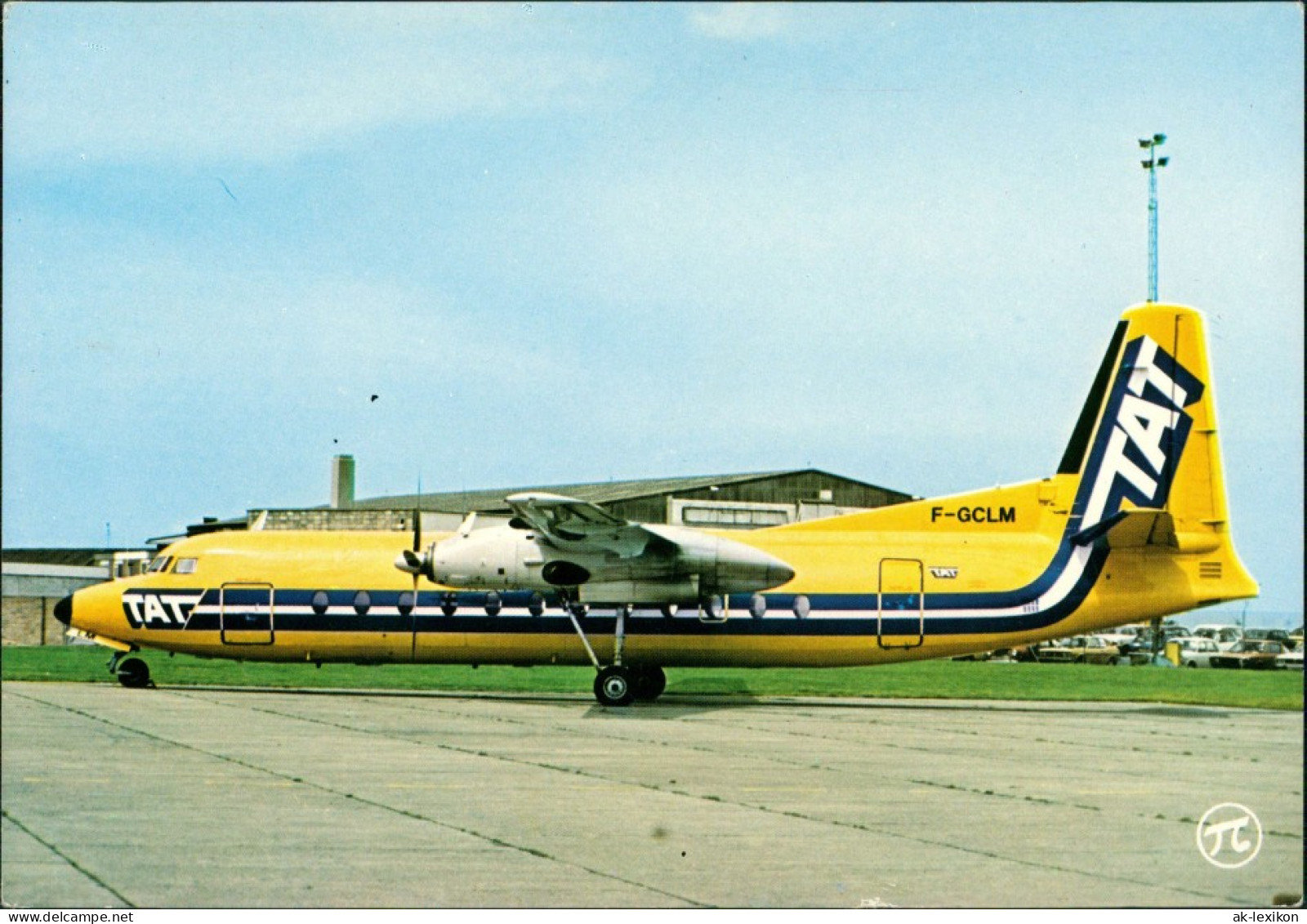 Ansichtskarte Schönefeld-Berlin Propellerflugzeug T.A.T. Fokker F-27 1990 - Schönefeld