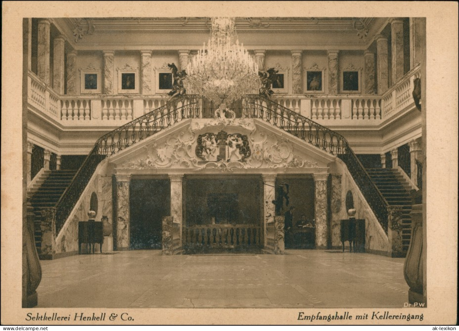 Ansichtskarte Biebrich-Wiesbaden Sektkellerei Henkell - Eingangshalle 1928  - Wiesbaden