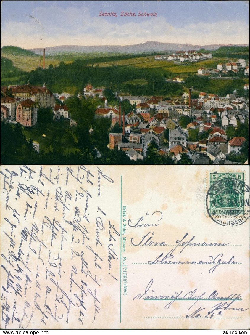 Ansichtskarte Sebnitz Blick Auf Die Stadt 1915  - Sebnitz