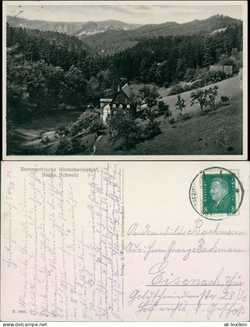 Ansichtskarte Hinterhermsdorf-Sebnitz Blick Auf Das Gasthaus 1929  - Hinterhermsdorf