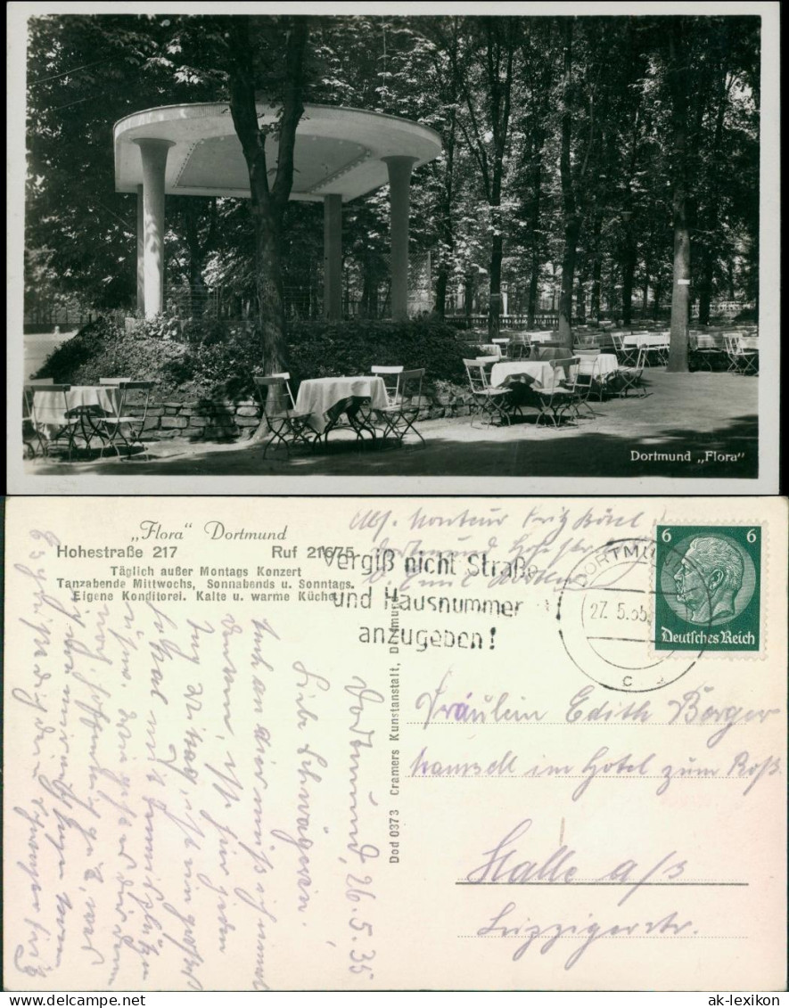 Ansichtskarte Dortmund Restaurant - Pavillon - Flora - Hohestrasse 1935  - Dortmund