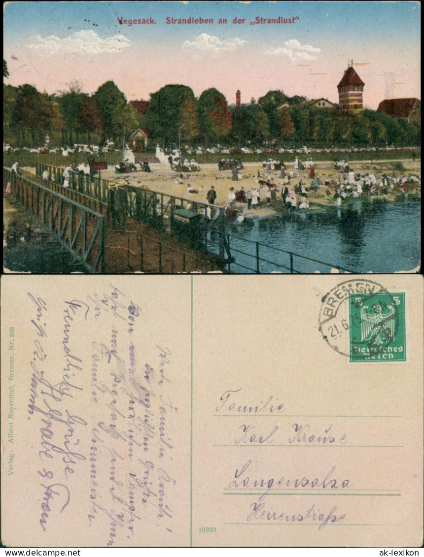 Ansichtskarte Vegesack-Bremen Strandleben, Strandlust 1925  - Bremen