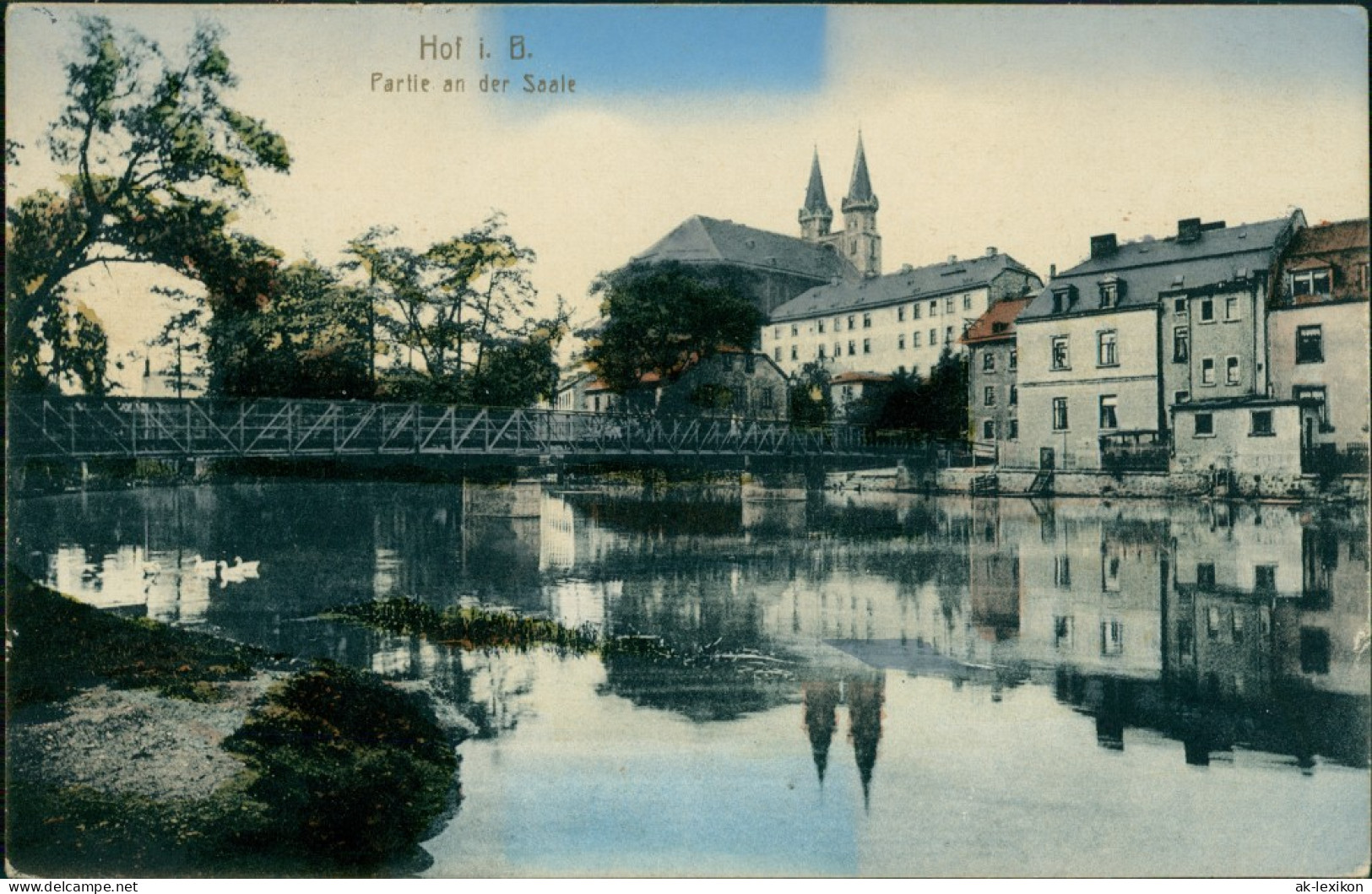 Ansichtskarte Hof (Saale) Saalepartie - Brücke 1912 - Hof