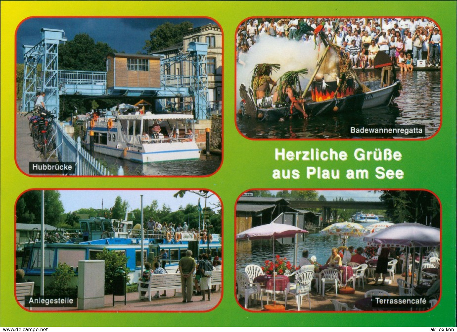 Plau (am See) Hubbrücke, Anlegestelle, Badewannenregatta, Café 2000 - Plau