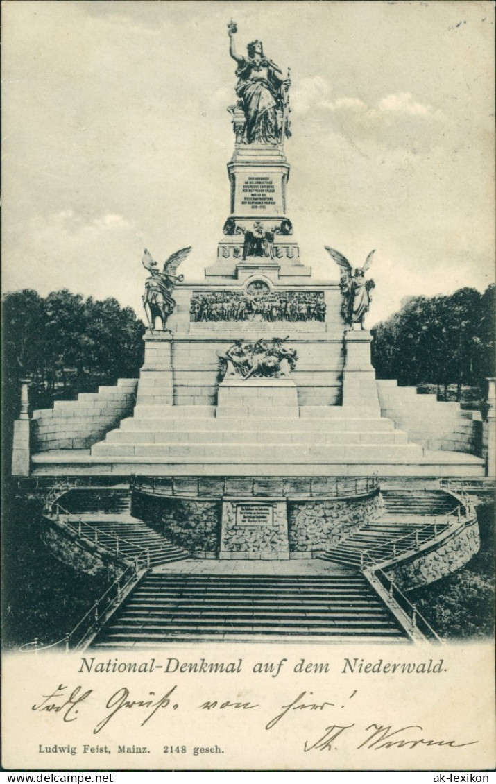 Ansichtskarte Rüdesheim (Rhein) National-Denkmal / Niederwalddenkmal 1907 - Ruedesheim A. Rh.