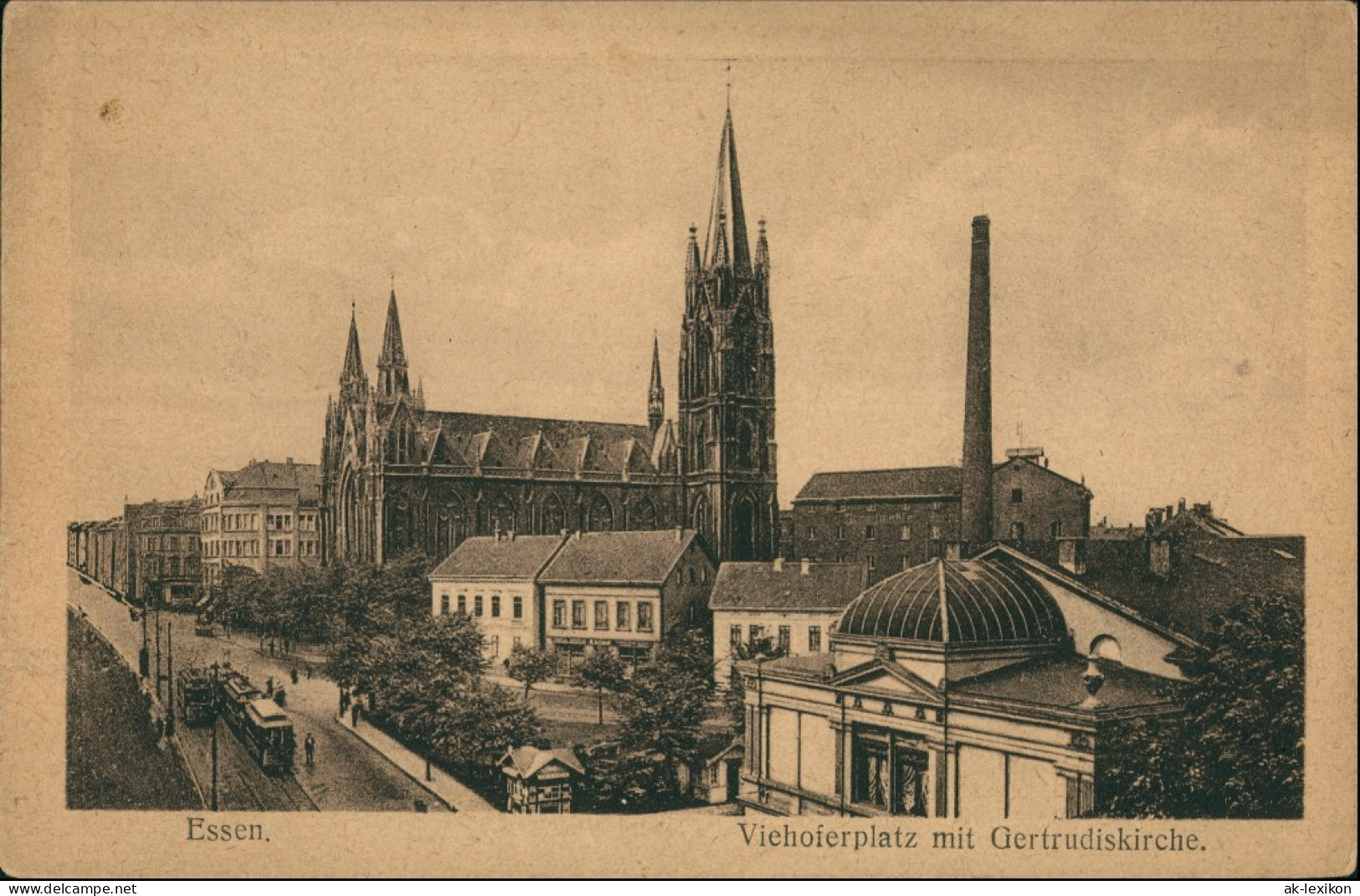 Ansichtskarte Essen (Ruhr) Viehoferplatz - Straßenbahn 1923 - Essen