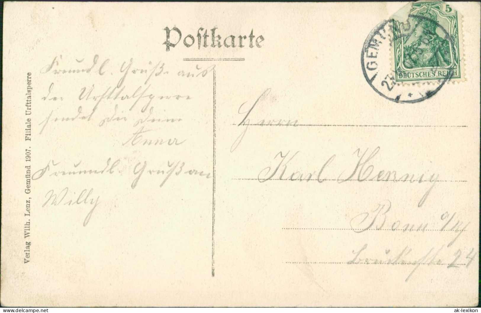 Ansichtskarte Schleiden-Gemünd Überlauf - Urfttalsperre 1907 - Schleiden