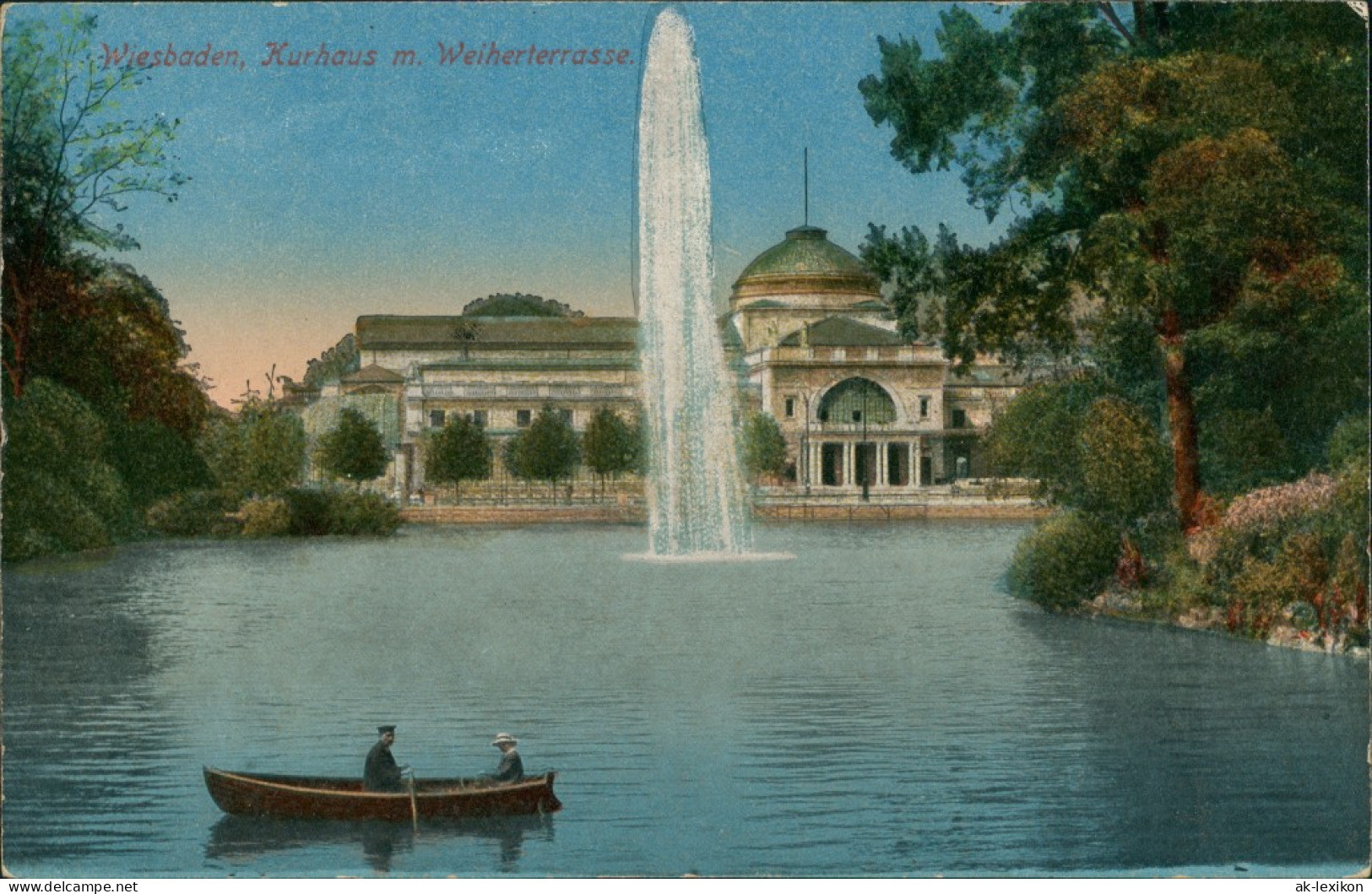 Wiesbaden Kurhaus, Weiher, Weiherterrasse, Paar Im Ruderboot 1910 - Wiesbaden