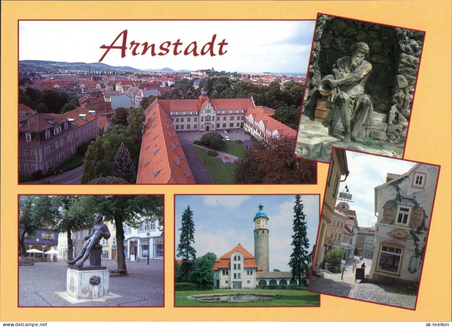 Ansichtskarte Arnstadt Luftbild, Denkmal, Gasse 1995 - Arnstadt