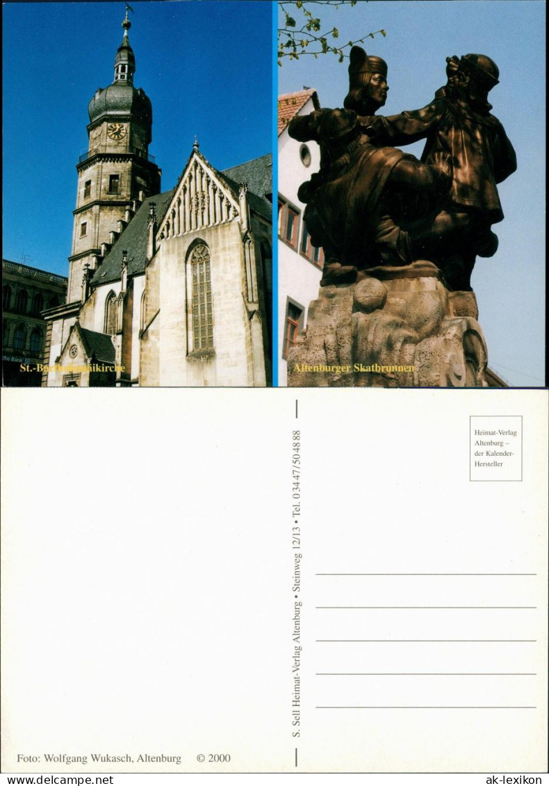 Ansichtskarte Altenburg Kirche, Skatbrunnen 2000 - Altenburg