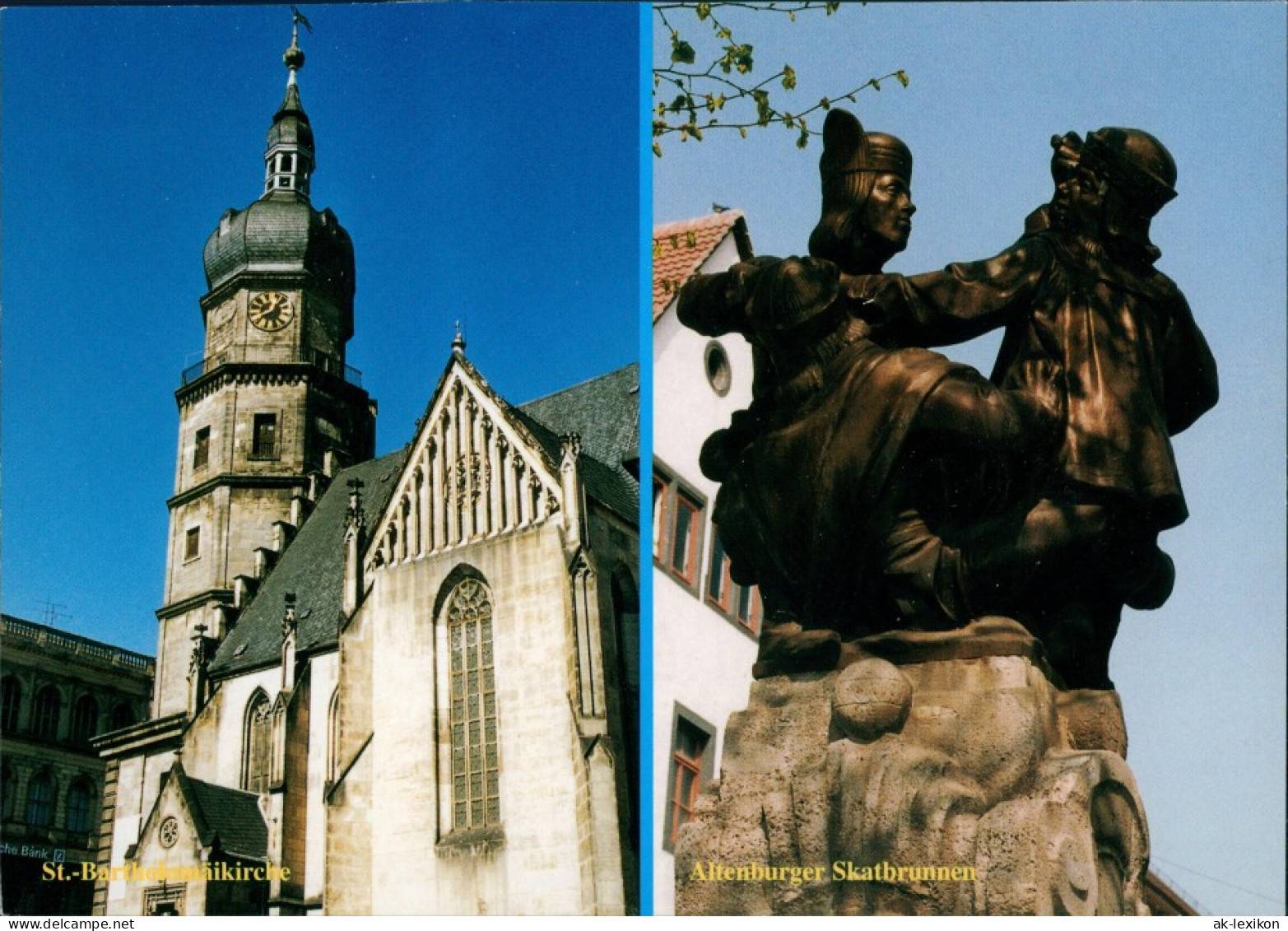 Ansichtskarte Altenburg Kirche, Skatbrunnen 2000 - Altenburg