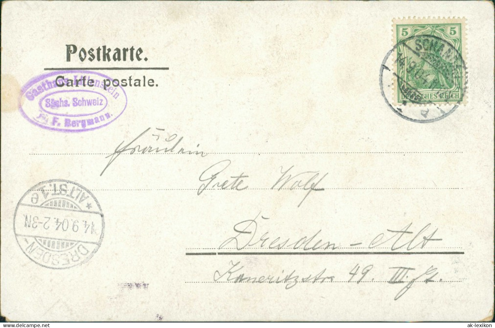 Ansichtskarte Porschdorf-Bad Schandau 2 Bild Künstlerkarte Lilienstein 1904 - Bad Schandau