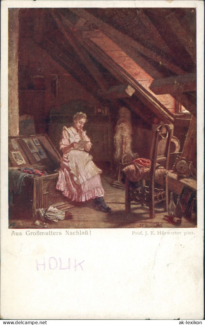 "Aus Großmutters Nachlaß"  Hörwarter, Wiener Künstler Grüsse, Art Postcard 1920 - Schilderijen