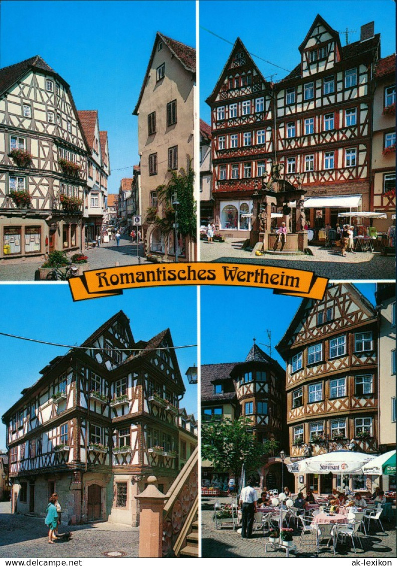 Ansichtskarte Wertheim Fachwerkhäuser, Plätze, Cafe 1995 - Wertheim