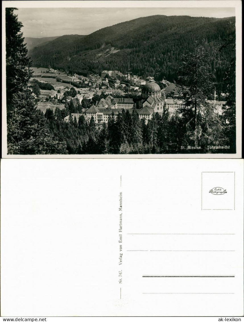 Ansichtskarte St. Blasien Panorama-Ansicht Totalansicht Schwarzwald Ort 1940 - St. Blasien