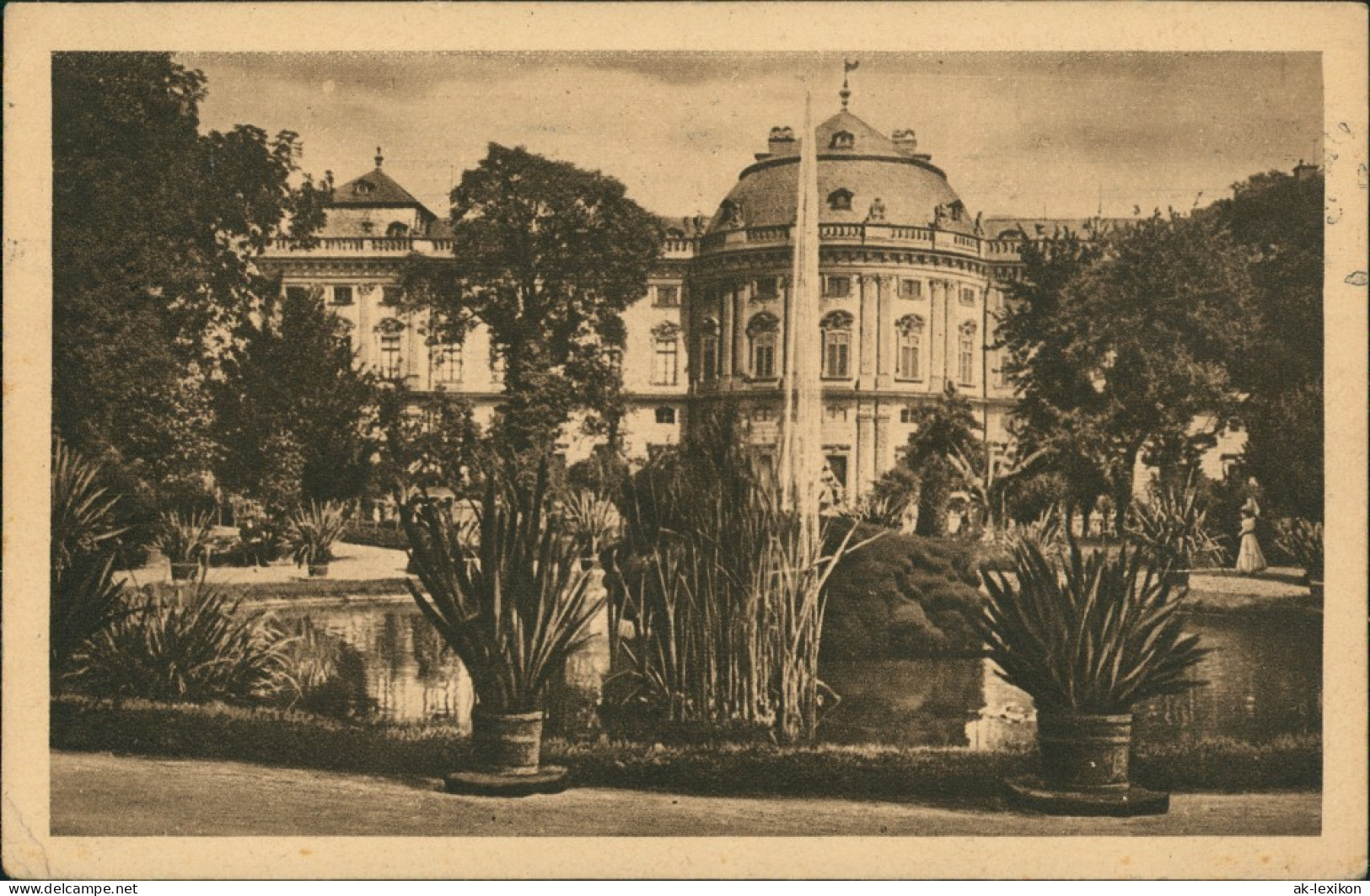 Ansichtskarte Würzburg Residenz, Gartenseite, Park Mit Springbrunnen 1924 - Wuerzburg