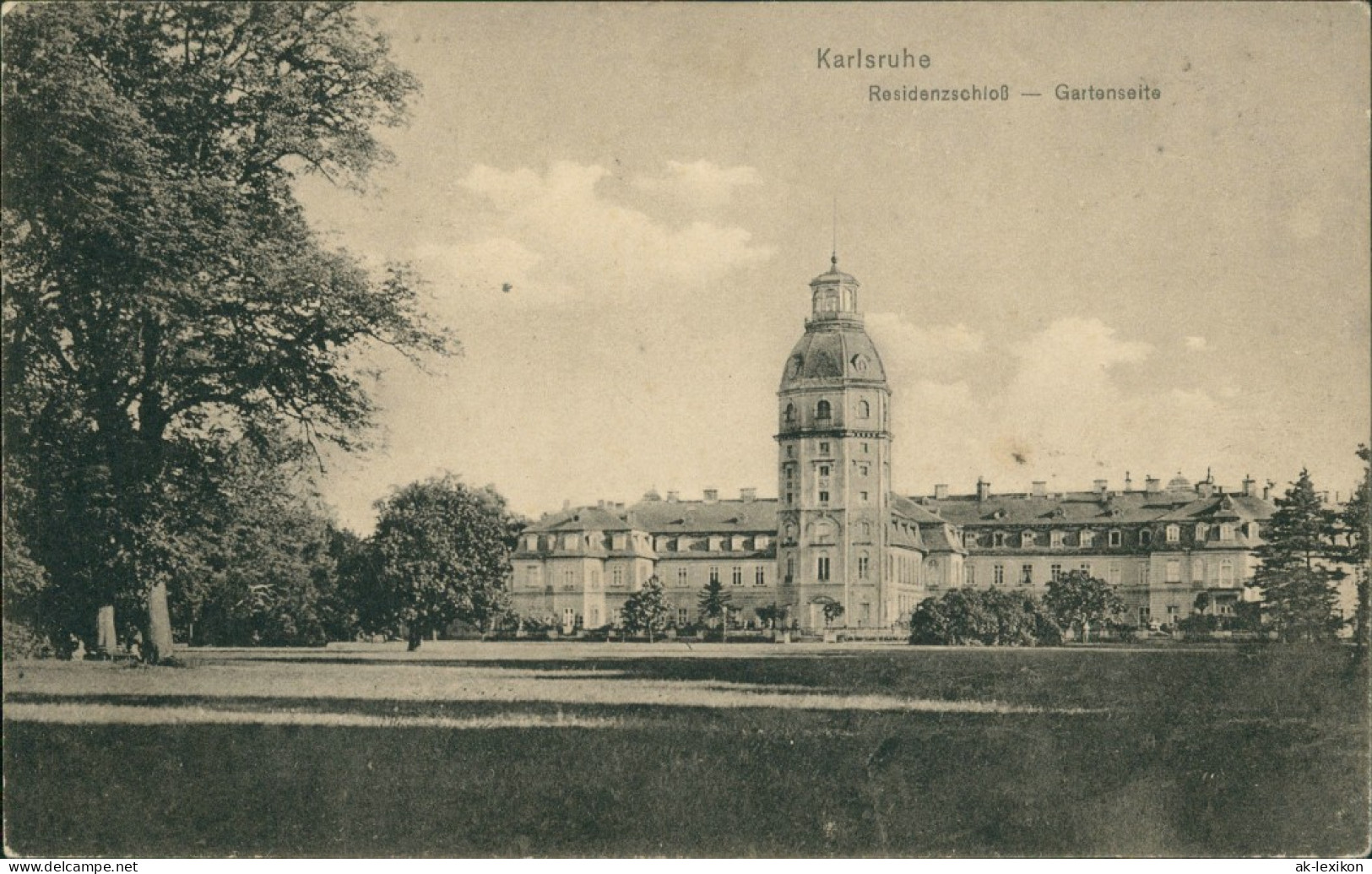 Ansichtskarte Karlsruhe Residenzschloss, Gartenseite, Schloss, Castle 1919 - Karlsruhe