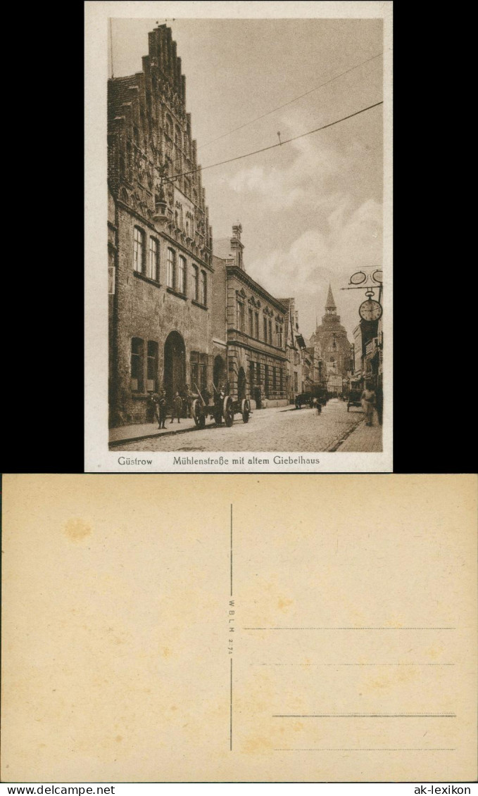 Ansichtskarte Güstrow Mühlenstraße, Belebt 1917 - Güstrow