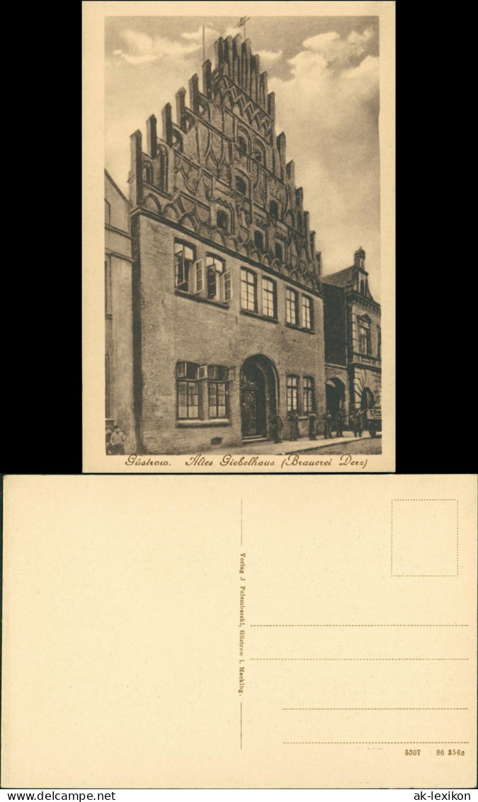 Ansichtskarte Güstrow Altes Giebelhaus Brauerei Derz 1915 - Guestrow