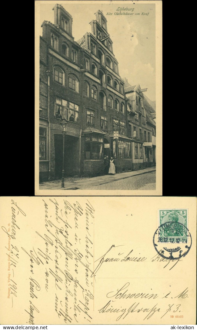 Ansichtskarte Lüneburg Alte Giebelhäuser Am Kauf - Geschäfte 1912 - Lüneburg