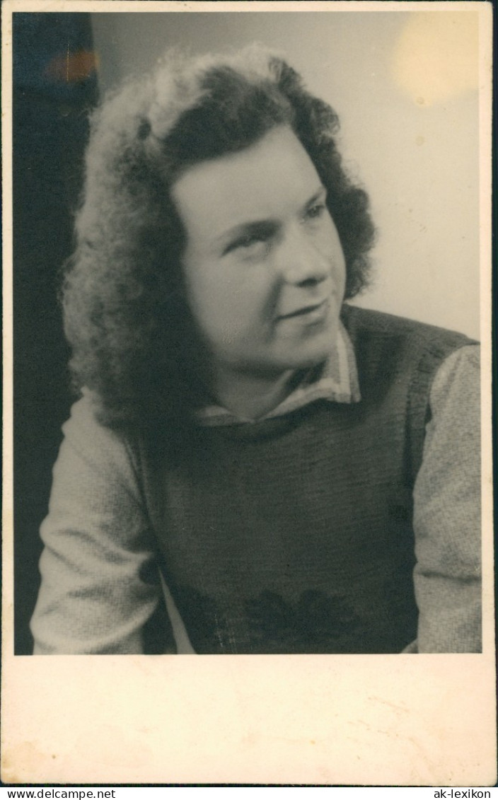 Fotokunst Porträtfoto Junge Frau Real Photo Woman 1940 Privatfoto - Bekende Personen