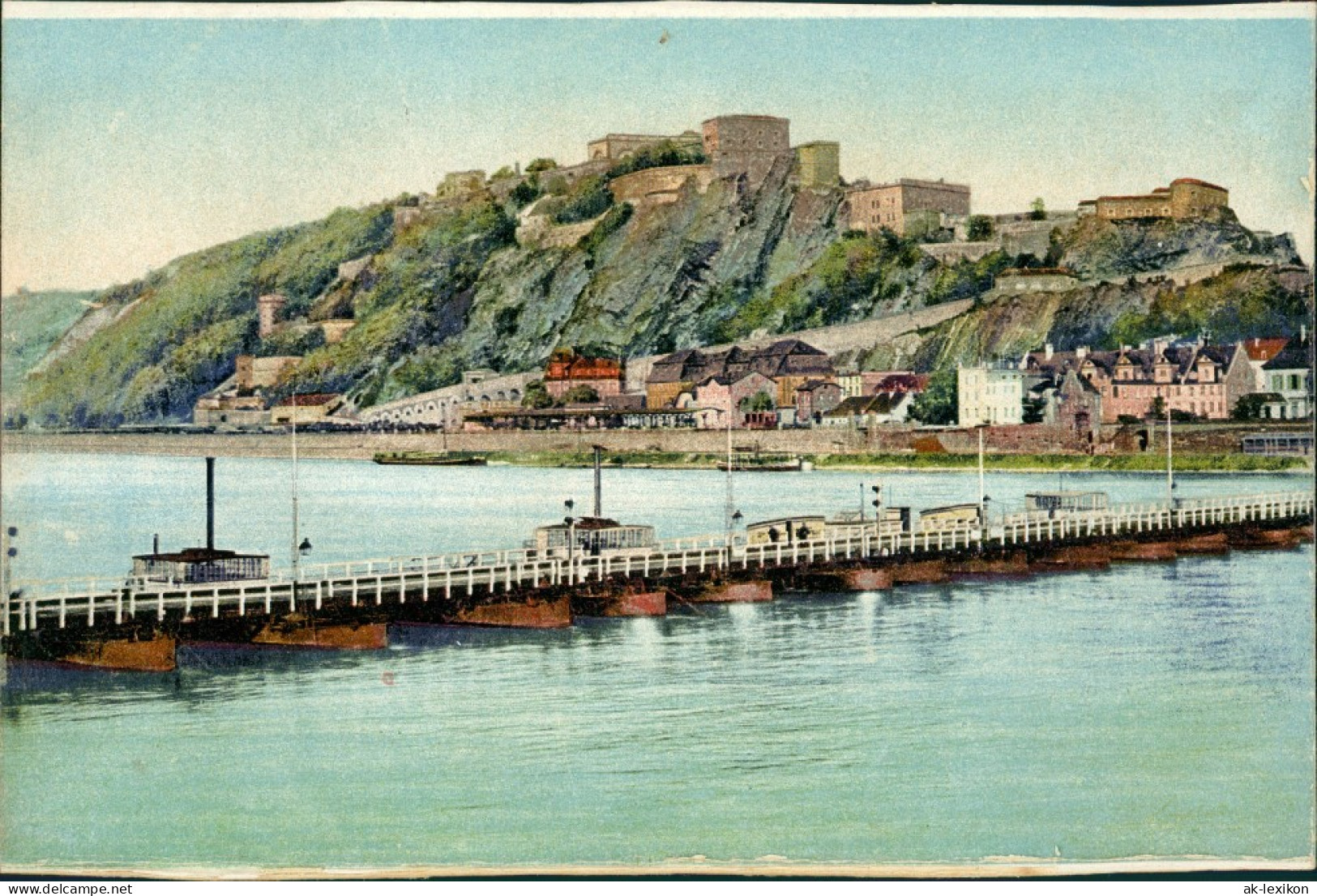 Ehrenbreitstein-Koblenz Ehrenbreitstein Am Rhein Alte Brücke U. Burg 1910 - Koblenz