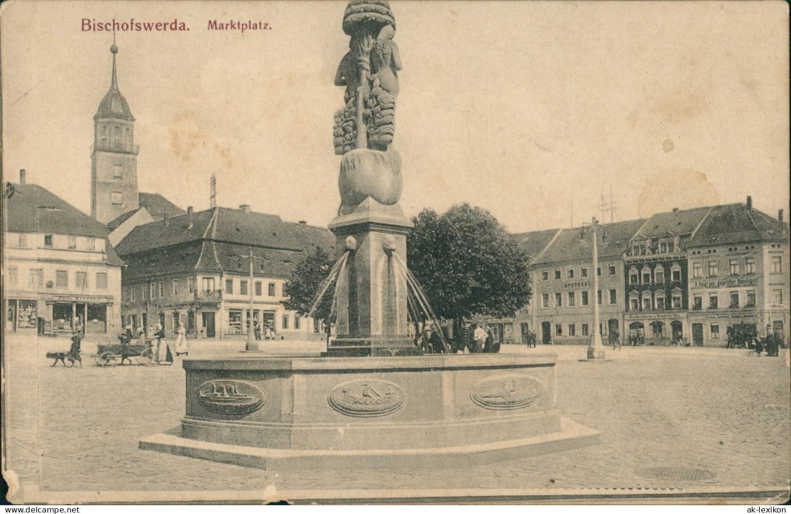 Ansichtskarte Bischofswerda Marktplatz 1924 - Bischofswerda