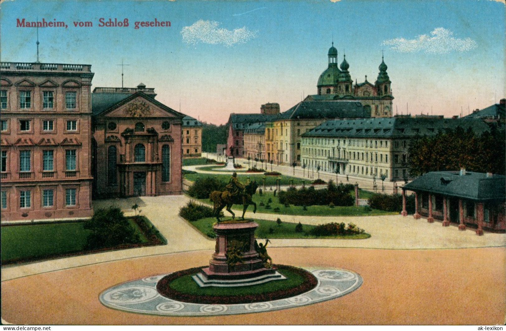 Ansichtskarte Mannheim Partie Am Schloss, Schlossplatz Reiter Denkmal 1915 - Mannheim