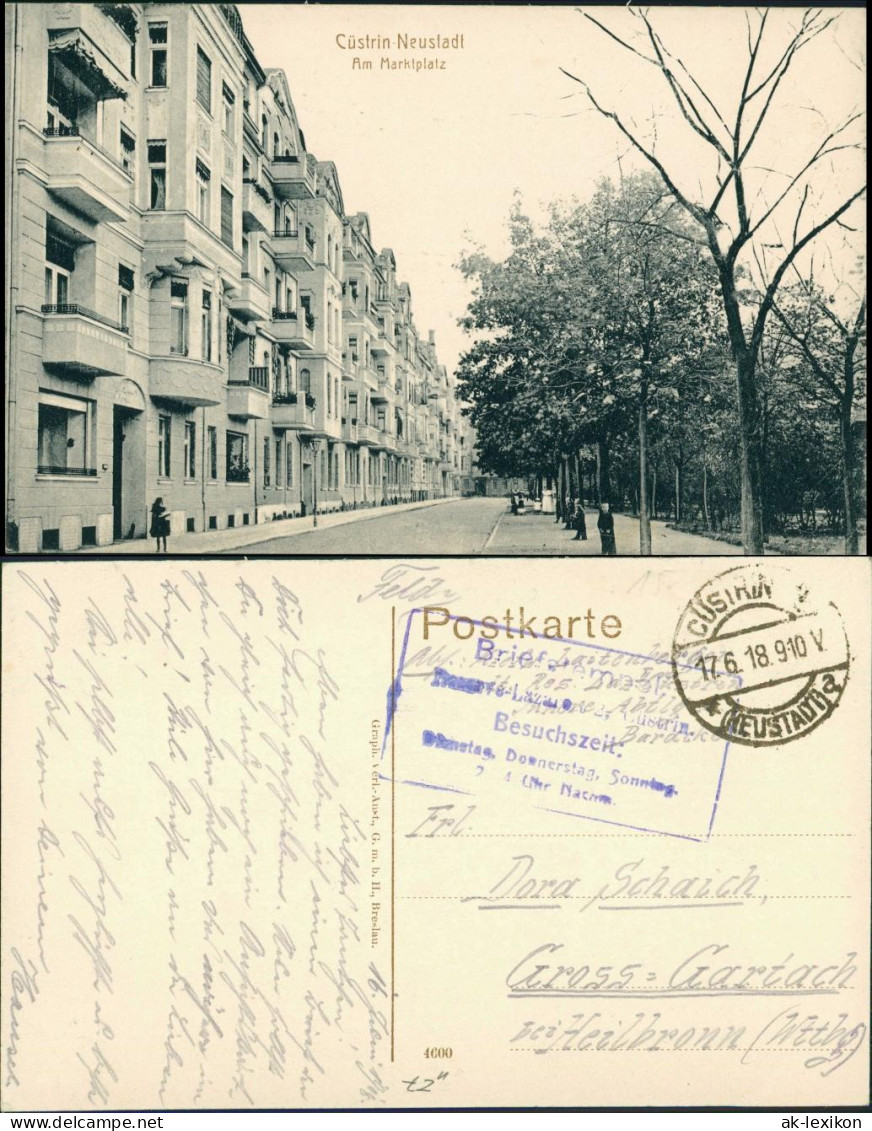 Postcard Küstrin Kostrzyn Nad Odrą Marktplatz 1918 - Neumark
