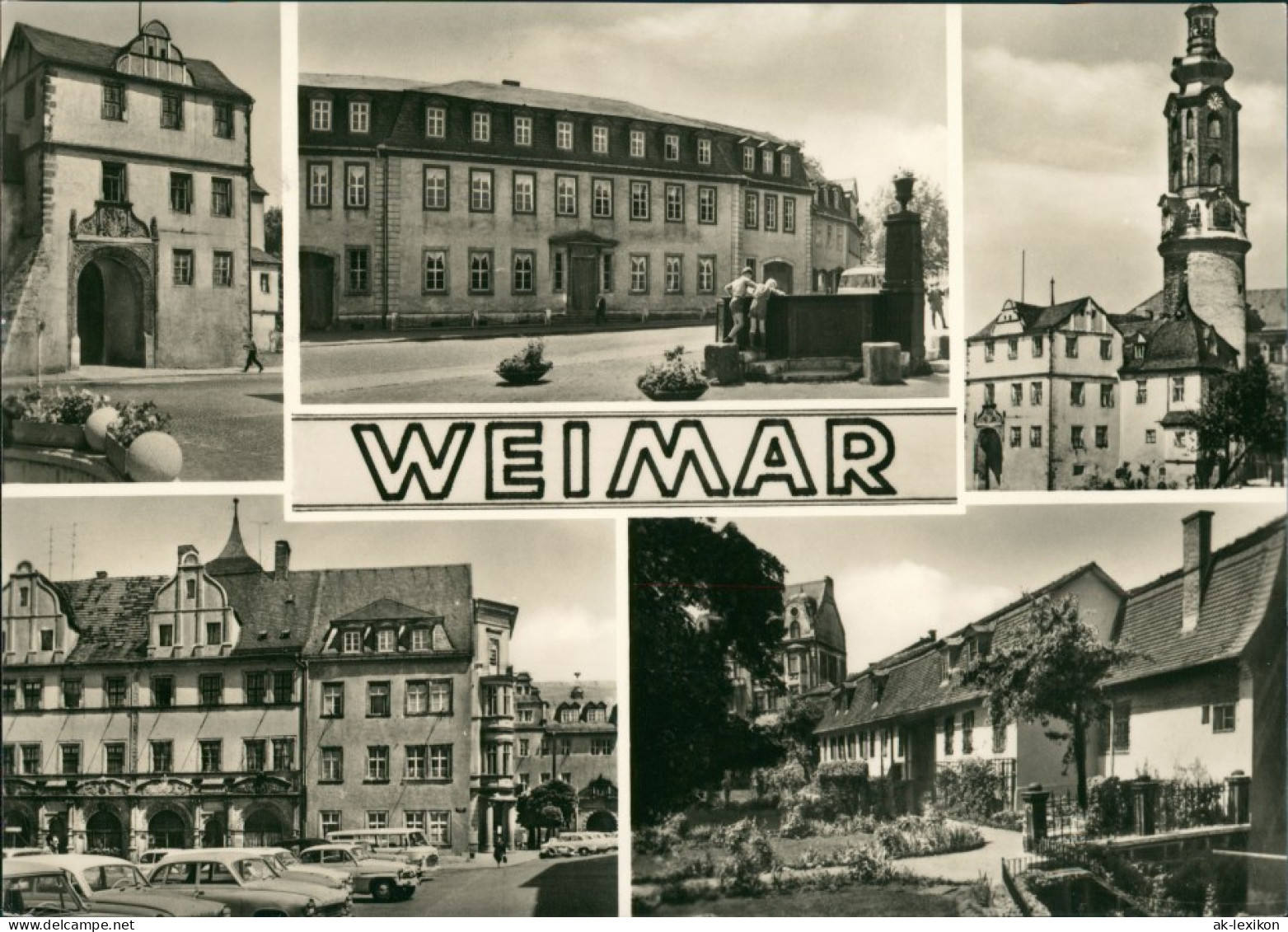 Ansichtskarte Weimar Stadtteilansichten, Schloss, Goethe-Haus, Markt 1970 - Weimar