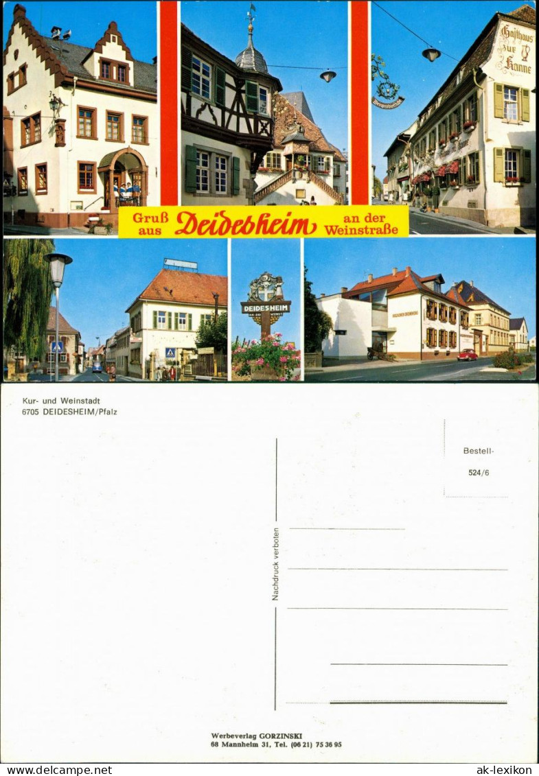 Deidesheim Mehrbild-AK 6 Fotos, Häuser & Strassen, Gasthaus Uvm. 1980 - Deidesheim