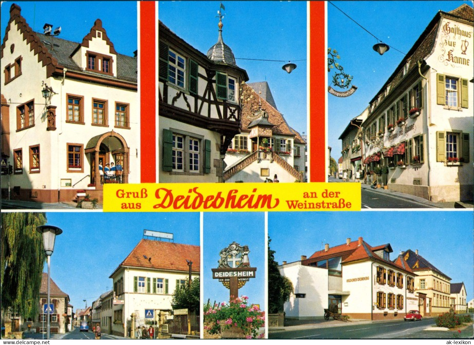 Deidesheim Mehrbild-AK 6 Fotos, Häuser & Strassen, Gasthaus Uvm. 1980 - Deidesheim