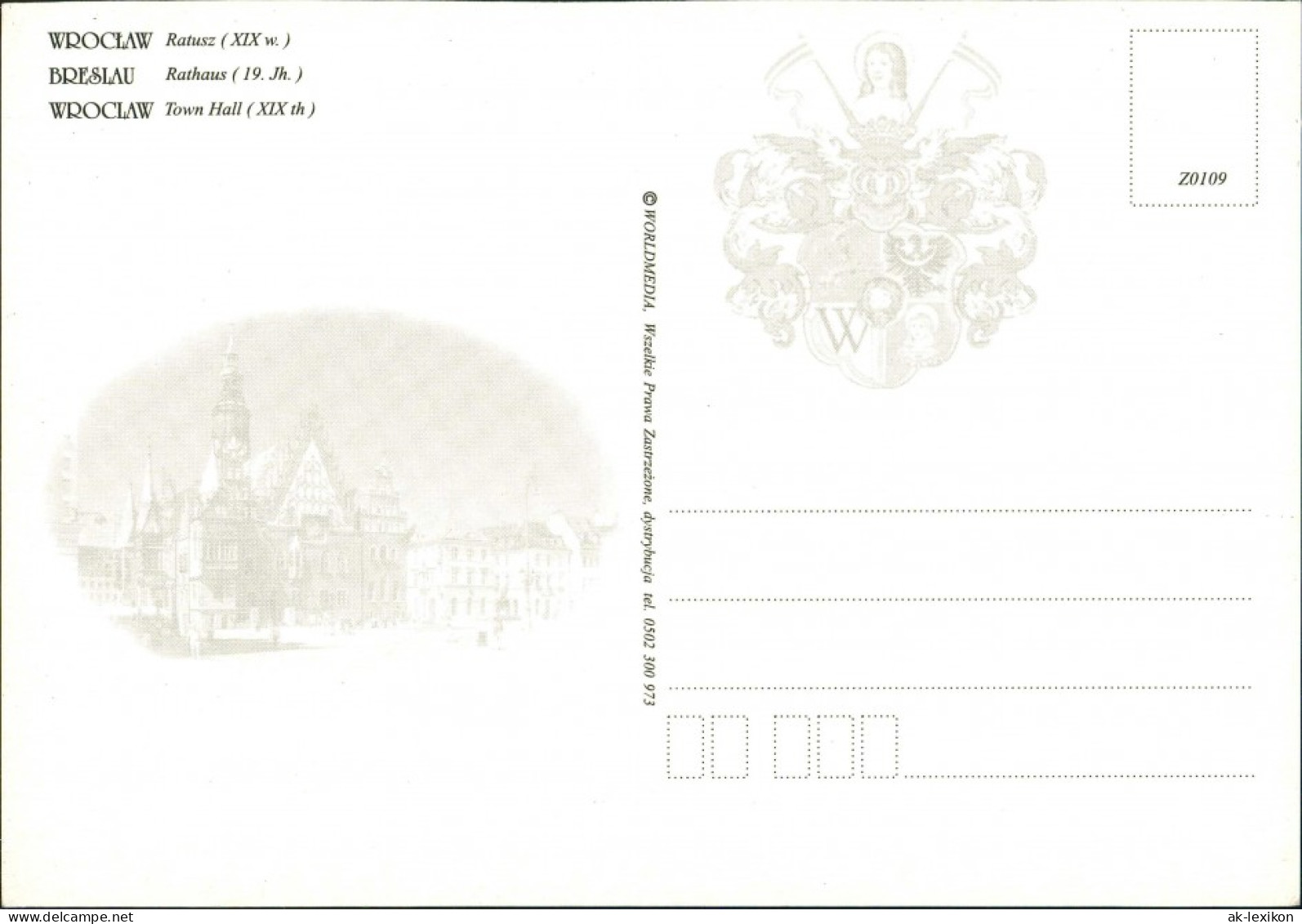 Postcard Breslau Wrocław RathausTown Hall Ratusz Reprint-Postkarte 1990 - Schlesien