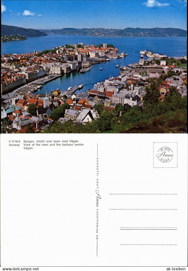 Bergen Bergen Utsikt Over Byen Med Vågen Panoramic Postcard 1975 - Norwegen