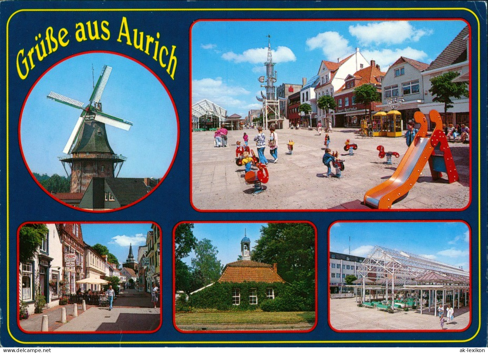 Aurich-Leer (Ostfriesland) Ostfriesland Mehrbild-AK Ua. Kinder-Spielplatz  1990 - Aurich